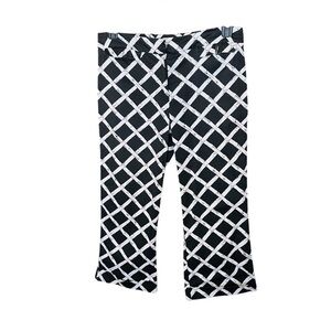 Bushwhacker women’s bamboo print capri pants 8 black white travel cruise resort